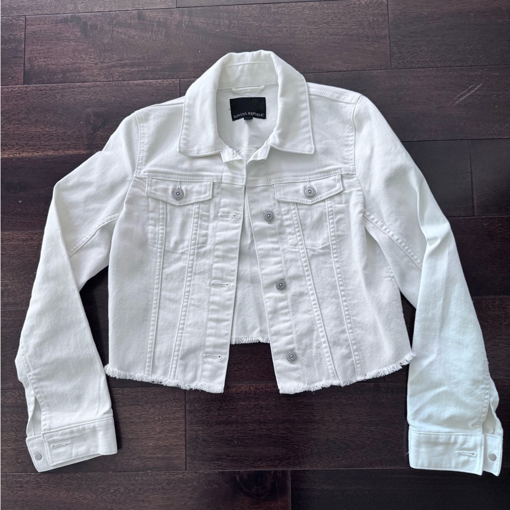 Banana Republic White Cropped Jean Jacket